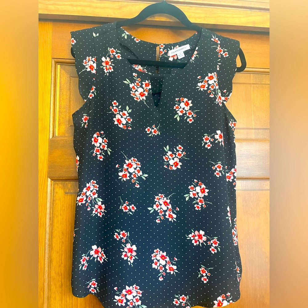 Small black floral Loft counterparts blouse